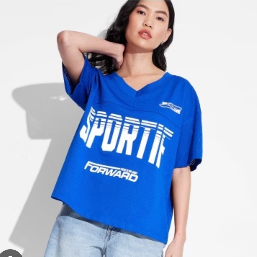 Wild Fable Blue Sportif Women's Jersey Top